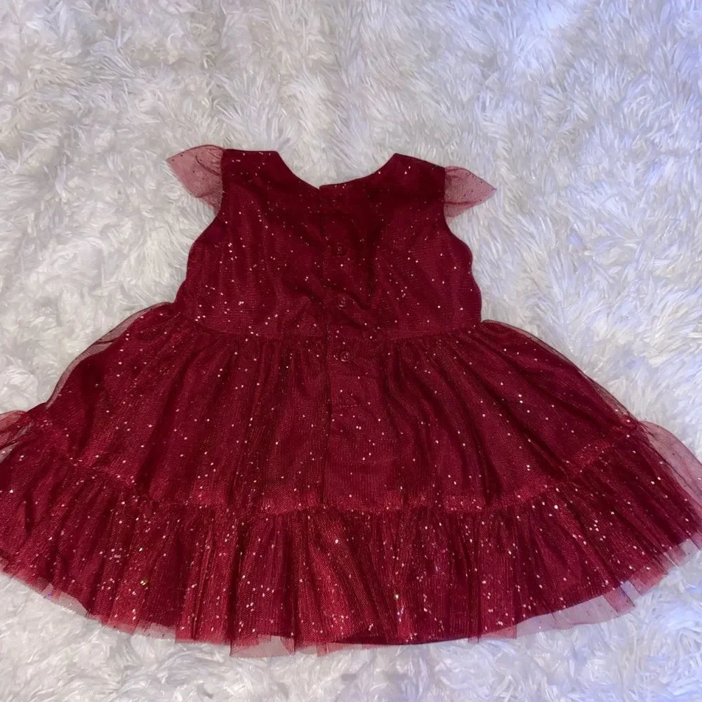*NWOT* Carter’s 6M Baby Girl Maroon Sparkly Dress w/ Diaper Cover